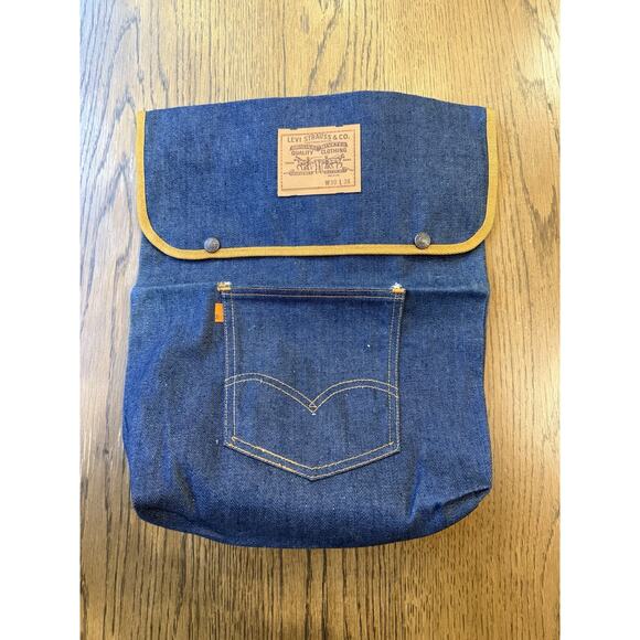 Rare Vintage Levi’s Promotional Denim Backpack Sling Tote Bag Tab Pocket - New! - Picture 1 of 8